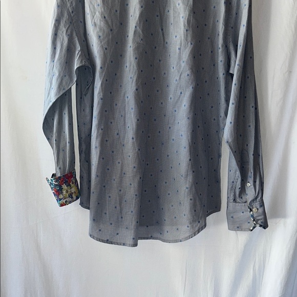 Robert Graham Blue Gray Polka Dot Shirt - Picture 7 of 10